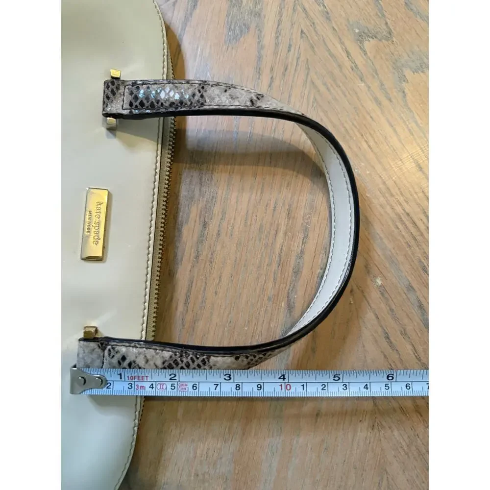 Kate Spade Savannah Parliament Square (Cement/Natural Snake) smooth leather bag